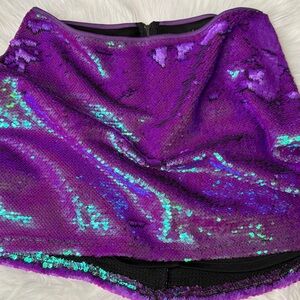 Love Fire Sequin Purple / Turquoise Iridescent Skirt Sz M